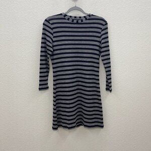 Filippa K 100% Merino Wool Gray Black Stripe Tunic Dress Womens size Small